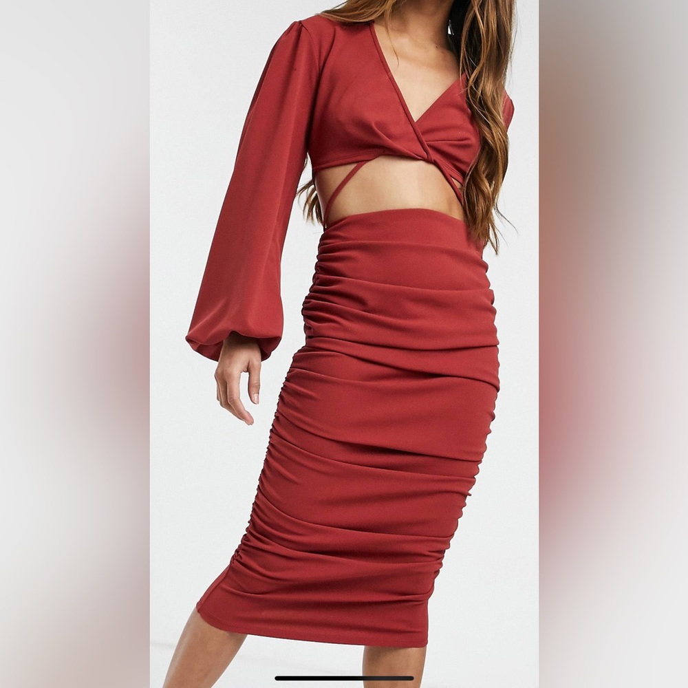 NWT ASOS Design cut out shirt strappy midi dress